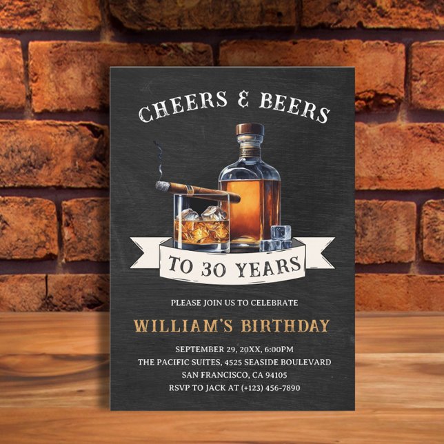 Cheers & Beers Rustic 30th Country Birthday Party Invitation (Creator Uploaded)