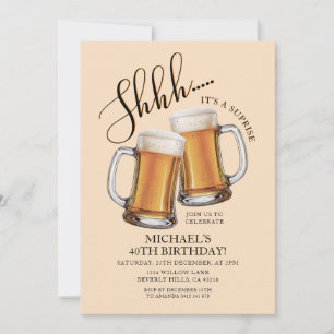 Cheers & Beers Surprise Adult 40th Birthday Party Invitation
