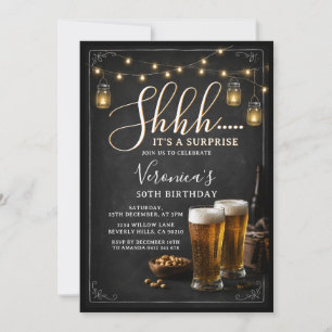 Cheers & Beers Surprise Adult 50th Birthday Party Invitation