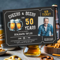 Cheers Beers Ticket Men Black 50th Birthday Photo