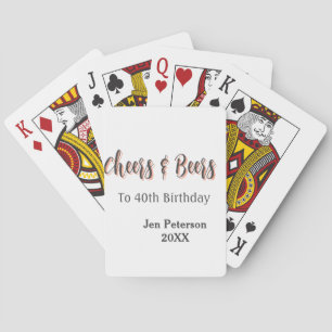 Cheers & beers to 40th birthday gray name year sin playing cards