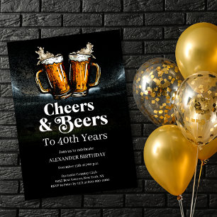 Cheers & Beers Vintage Birthday Invitation