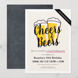Cheers & Beers Virtual Birthday Party Invitation