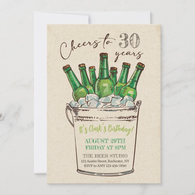 Cheers Birthday Invitation, Adult Birthday Invitation (Front)