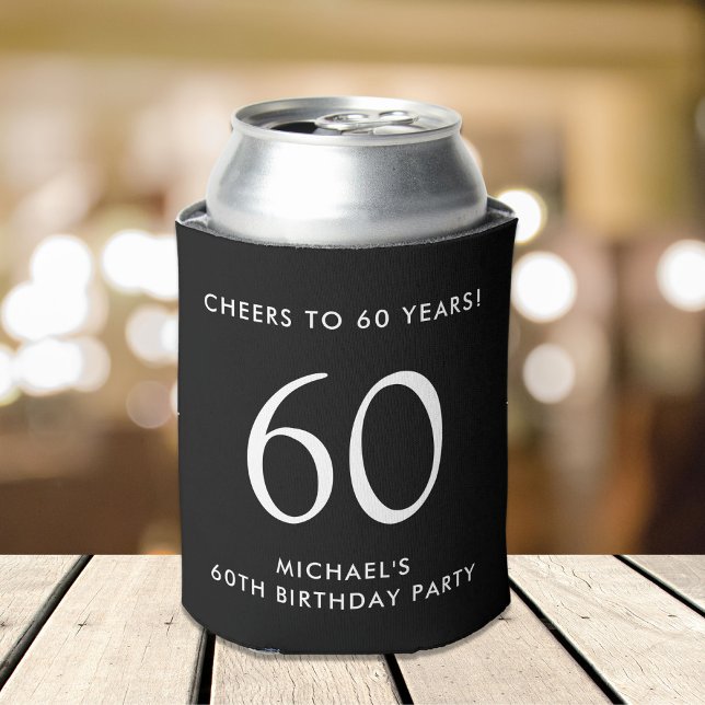 Cheers Black 60th Birthday Party Can Cooler (Creator Uploaded)