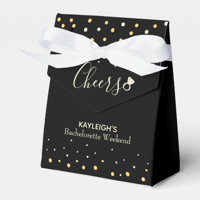Cheers Black and Gold Bachelorette Weekend  Favour Box (Front Side)