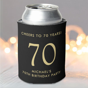 Cheers Black Gold 70th Birthday Party Can Cooler