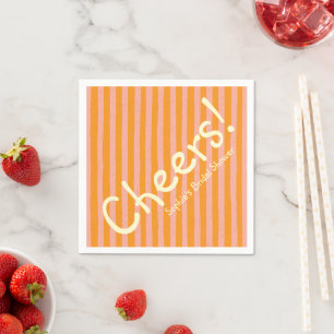 Cheers Blush Orange Stripe Bridal Shower Napkin