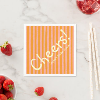 Cheers Blush Orange Stripe Bridal Shower Napkin