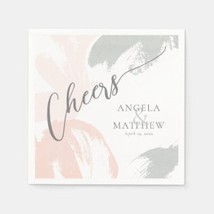 Cheers Blush Sage Watercolor Napkin