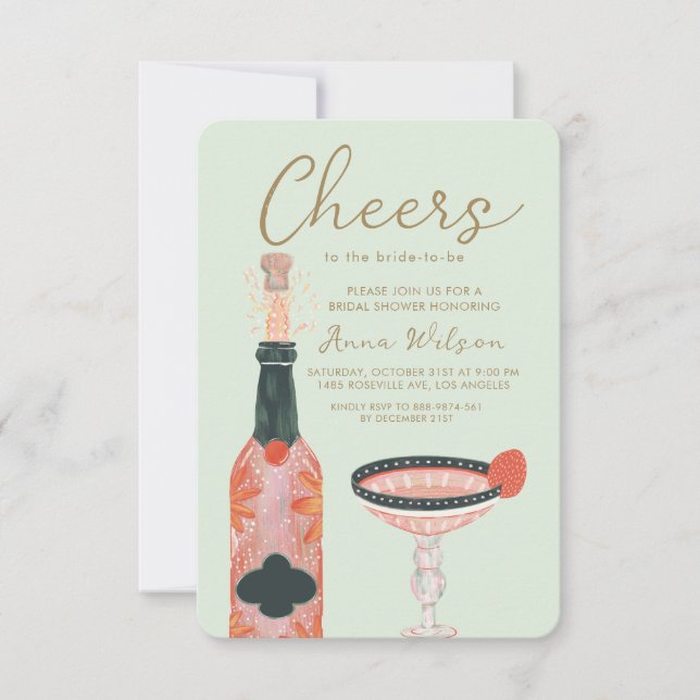 Cheers Bridal Brunch Campagne Blush Invitation (Front)