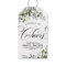 Cheers Bridal Shower Thank You Favour Greenery Tag