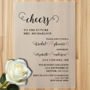 Cheers Bride To Be Bridal Shower Vellum Invitations