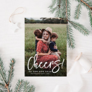 CHEERS brush script happy new year card