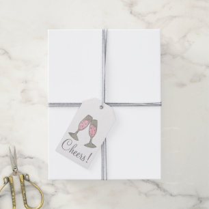 Cheers! Bubbly Pink Champagne Wedding Gift Tag