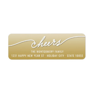 Cheers Calligraphy Gold Ombre Holiday Address