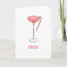 Cheers! Candy Cane Cocktail Christmas Card 
