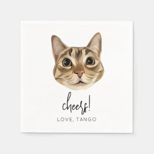 Cheers Cat Wedding Napkin Modern Customised