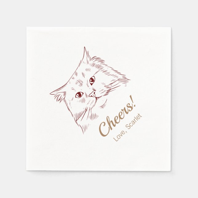 Cheers! Cat Wedding Napkins (Front)
