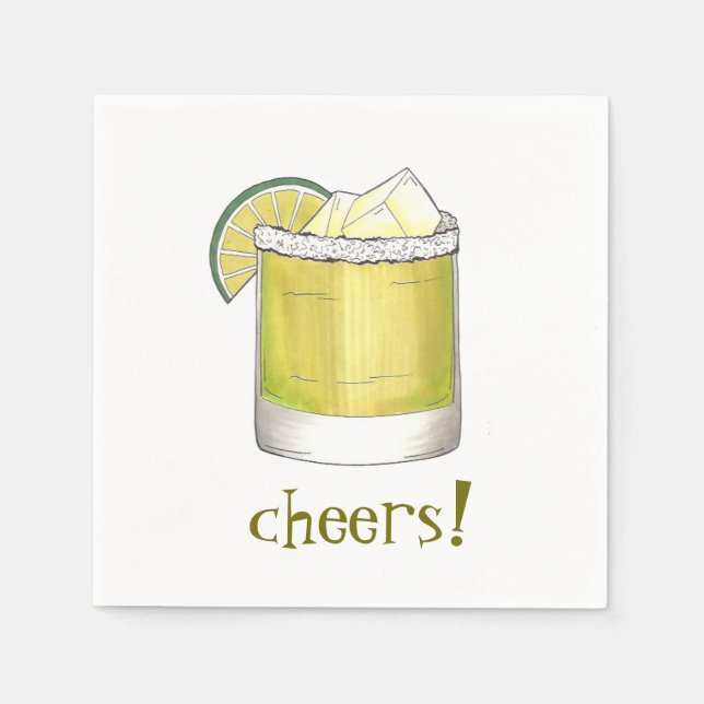 Cheers! Celebration Margarita Cocktail Party Drink Napkin (Front)