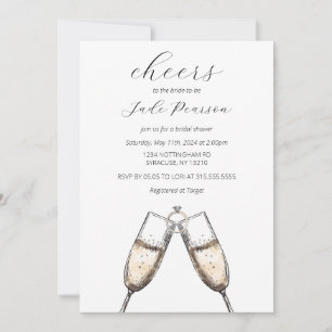 Cheers Champagne Elegant Classy Bridal Shower Invitation