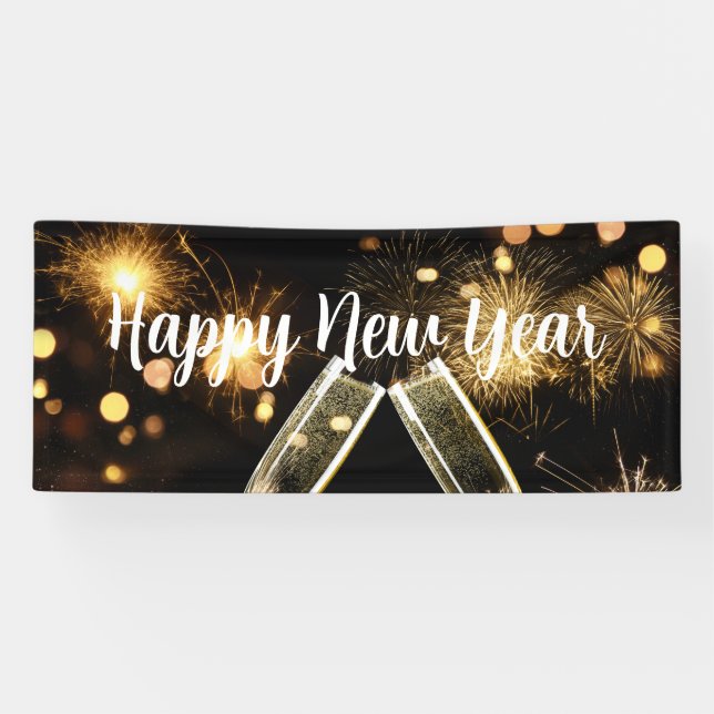 Cheers Champagne Glasses Banner (Horizontal)