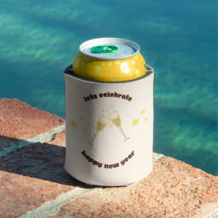 Cheers champagne glasses New Years message Can Cooler