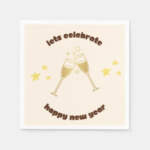 Cheers champagne glasses New Years message Napkin