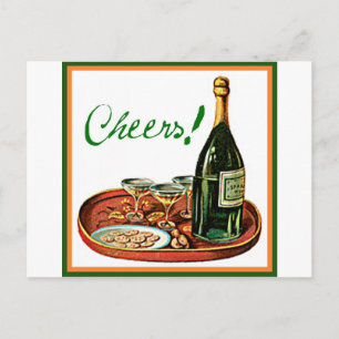 CHEERS! CHAMPAGNE VINTAGE PRINT POSTCARD