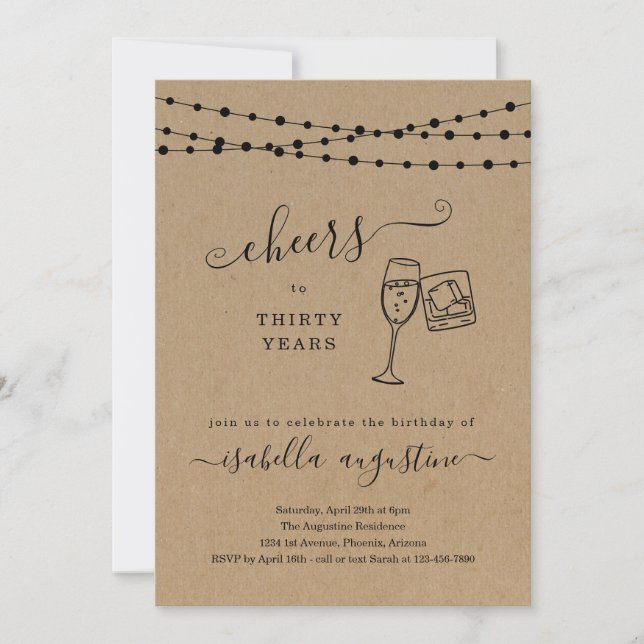 Cheers Champagne & Whiskey Birthday Invitation (Front)
