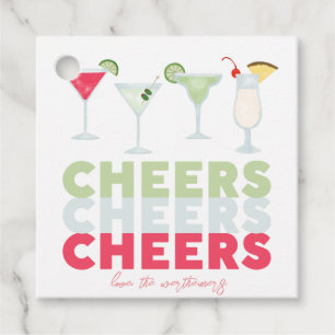 Cheers Cheers Cheers Cocktail Gift Favour Tags