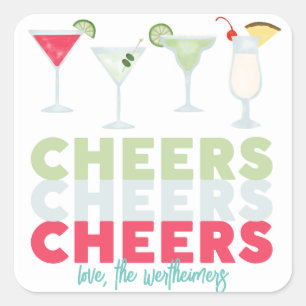 Cheers Cheers Cheers Cocktail Sticker