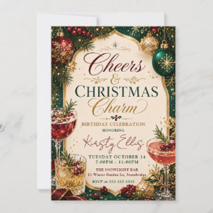 Cheers & Christmas Charm Birthday Celebration Invitation