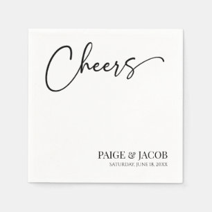 Cheers Classic Modern Minimal Minimalist Wedding Napkin