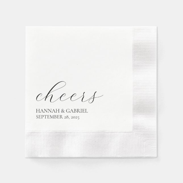 Cheers! Clean & Modern Wedding Napkins (Front)