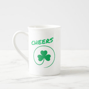 Cheers Clover Shamrock Irish Green St Patricks Day Bone China Mug