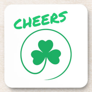 Cheers Clover Shamrock Irish Green St Patricks Day Coaster