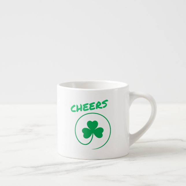 Cheers Clover Shamrock Irish Green St Patricks Day Espresso Cup (Right)