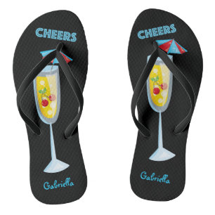 Cheers Cocktail in Champagne Glass Flip Flops