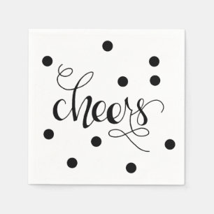 Cheers Cocktail Napkins Set Black and White