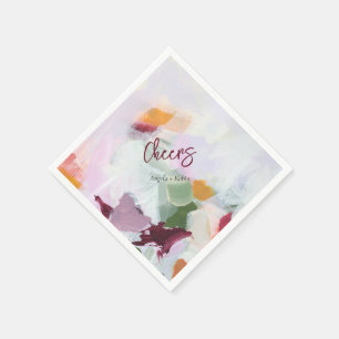Cheers   Colourful Abstract Art Personalised Event Napkin
