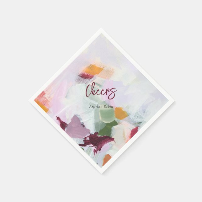 Cheers | Colourful Abstract Art Personalised Event Napkin (Corner)