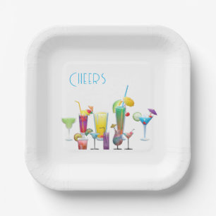 Cheers, Colourful Cocktails Fun Paper Plate