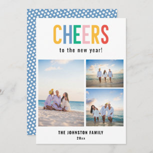 CHEERS Colourful New Year's Photo Holiday Card