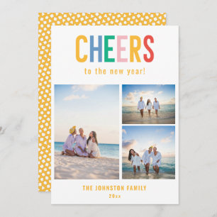 CHEERS Colourful New Year's Photo Holiday Card
