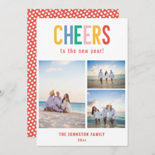 CHEERS Colourful New Year's Photo Holiday Card