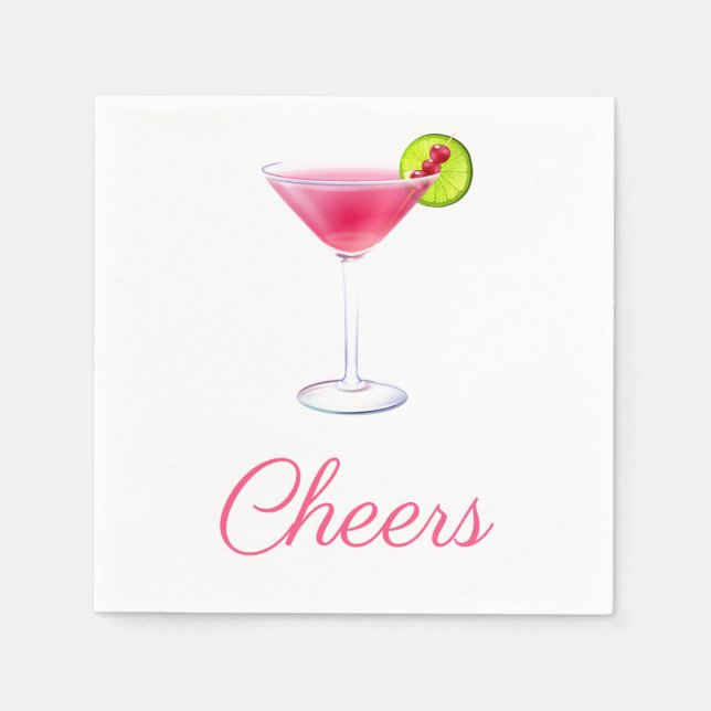 Cheers Cosmo Cocktail Napkin (Front)