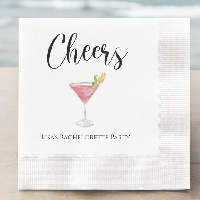 Cheers Cosmopolitan Bachelorette Party Napkin (Creator Uploaded)