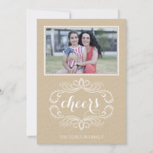 Cheers craft paper rustic Christmas flat photo Holiday Card