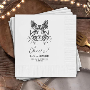 Cheers Custom Cat Drawn Cocktail Napkins Wedding